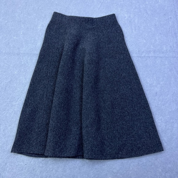 Uniqlo Skirt Womens Small Dark Gray Wool Souffle Yarn Flare  A Line Midi Pull On - Picture 1 of 11